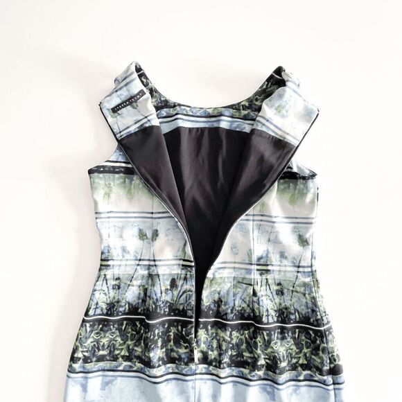 Ivanka Trump Womens Abstract Sleeveless Sheath Dress Blue Black 8 - Picture 3 of 7